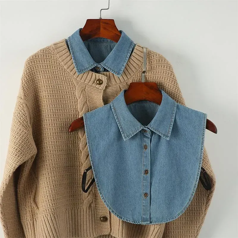 Denim False Collar
